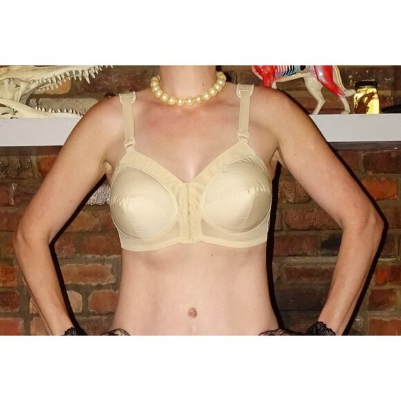 Vintage Ivory Exquisite Form Bullet Bra 46 DD front closure pinup retro pointy - Picture 3 of 8